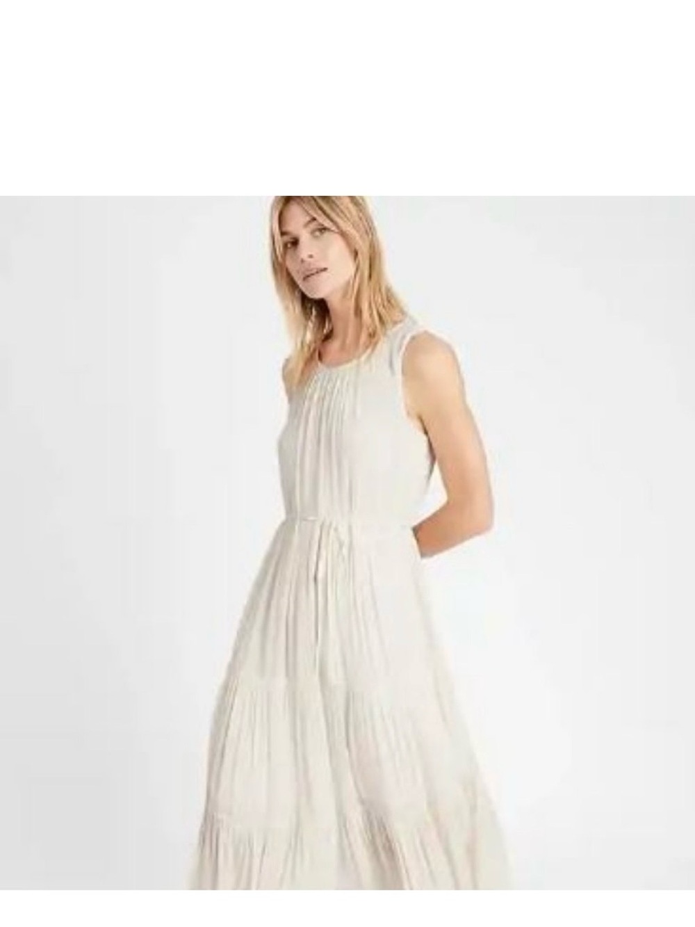 Banana Republic Ivory Crepe Tiered Maxi Dress-Size Small- NWT